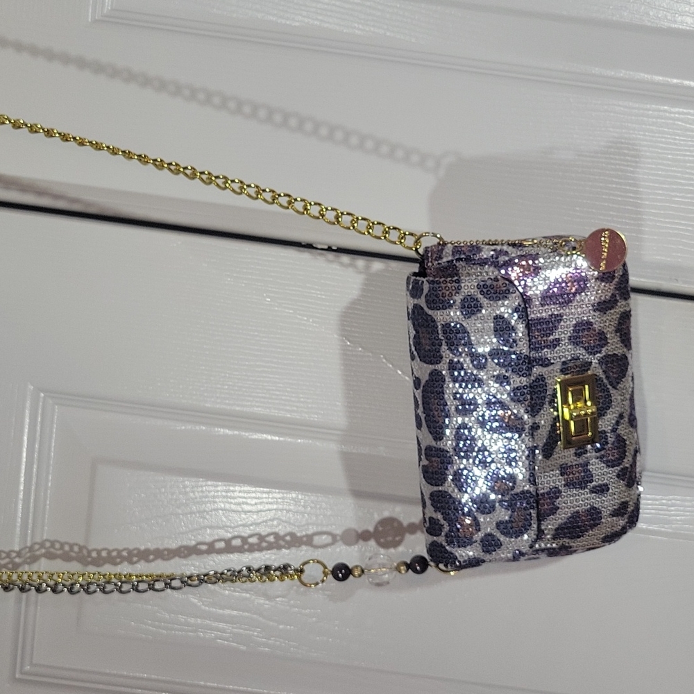 Big Buddha Santa Barbara   crossbody New Year's Eve Party sequins leopar…